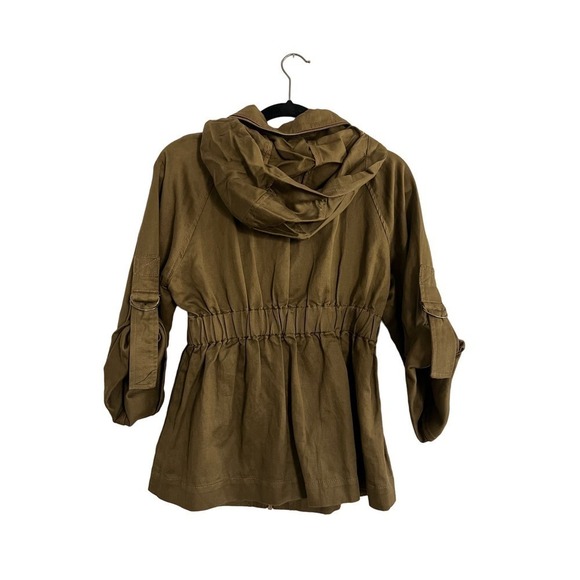 French Connection Zip Up Utility Jacket Khaki Green Size 2 Cotton Twill - Picture 2 of 4